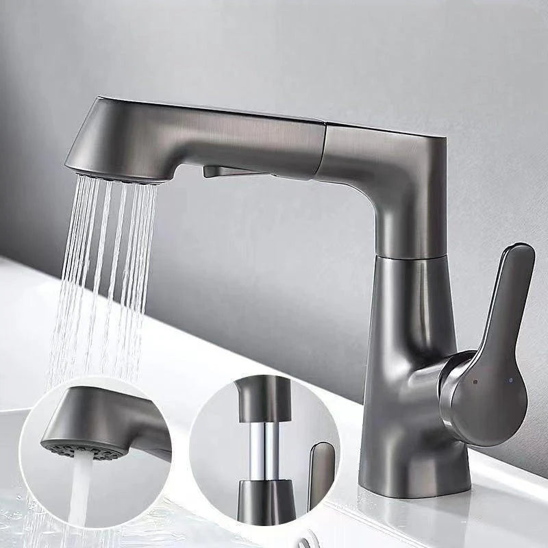 Bathroom Faucet With Rotating Retractable Hand Shower product image