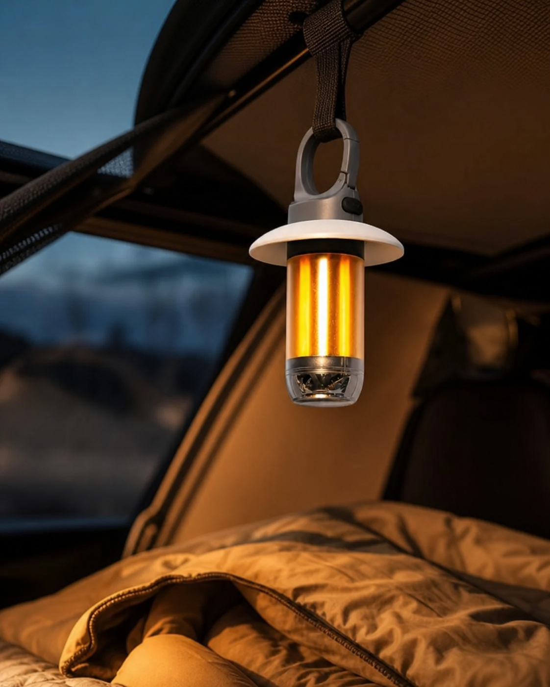 2 PCS LED Rechargeable Tent Light Camping Lantern in use