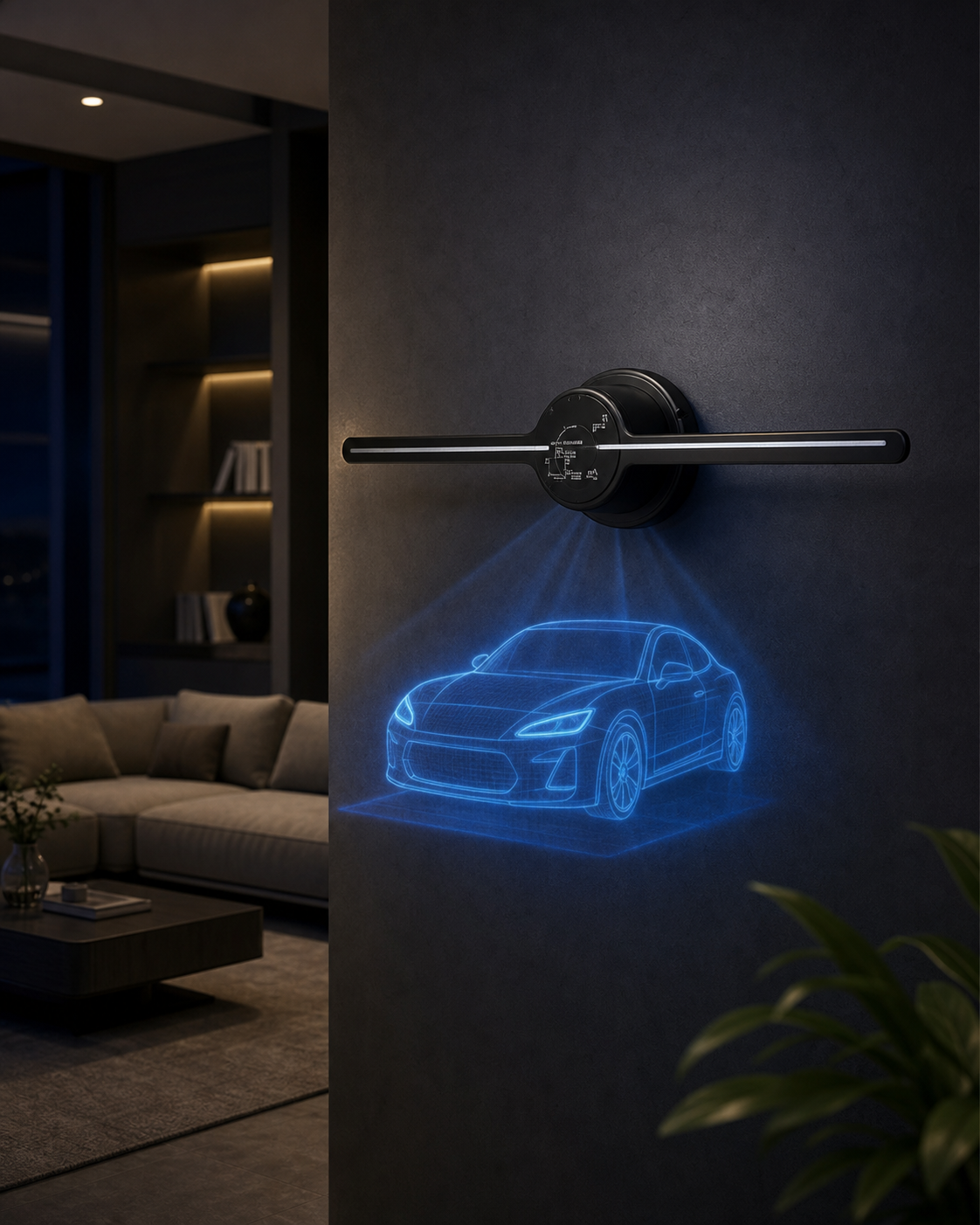 3D Hologram LED Fan Projector in use