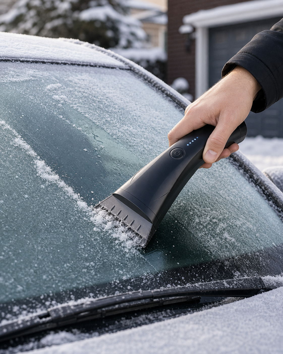Anti-Freeze Electromagnetic Car Snow Removal Device - USB Rechargeable Electric Ice Scraper in use