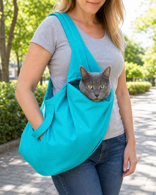 Anti Scratching Travel Cat Carrier Pouch in use