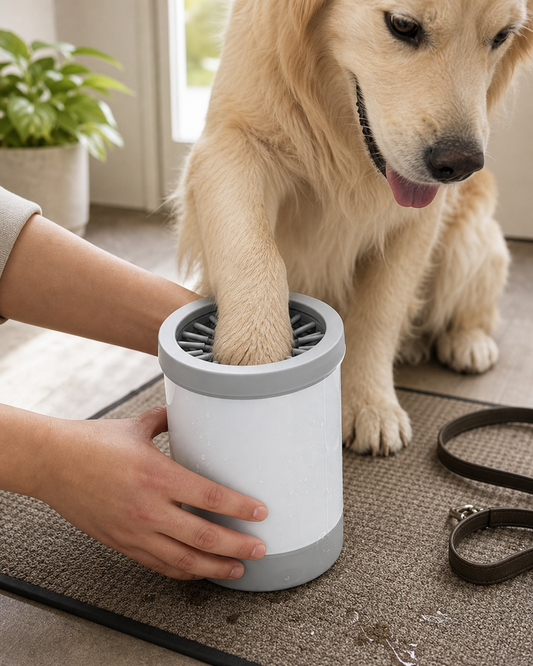 Automatic Dog Paw Cleaner in use
