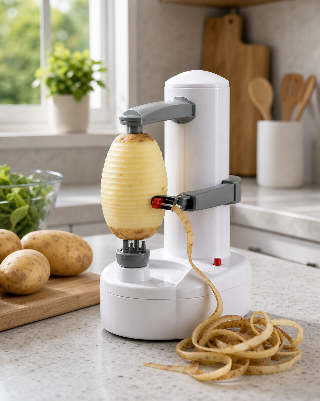 Automatic electric potato peelers in use