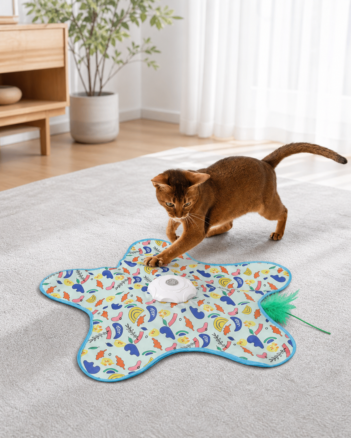 Automatic Hide and Seek Interactive Cat Toy in use