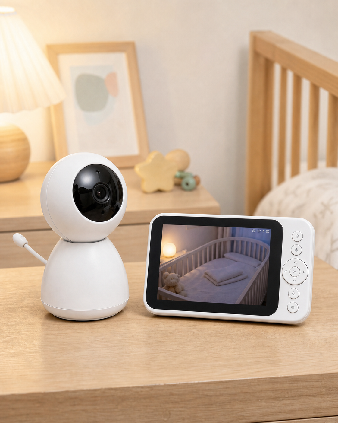 Wireless Video & Audio Baby Monitor with Night Vision and Two-Way Communication in use