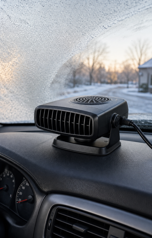 12V Car Heater Fan – 150W/300W Portable Ceramic Auto Heater for Fast Defrost & Heating in use