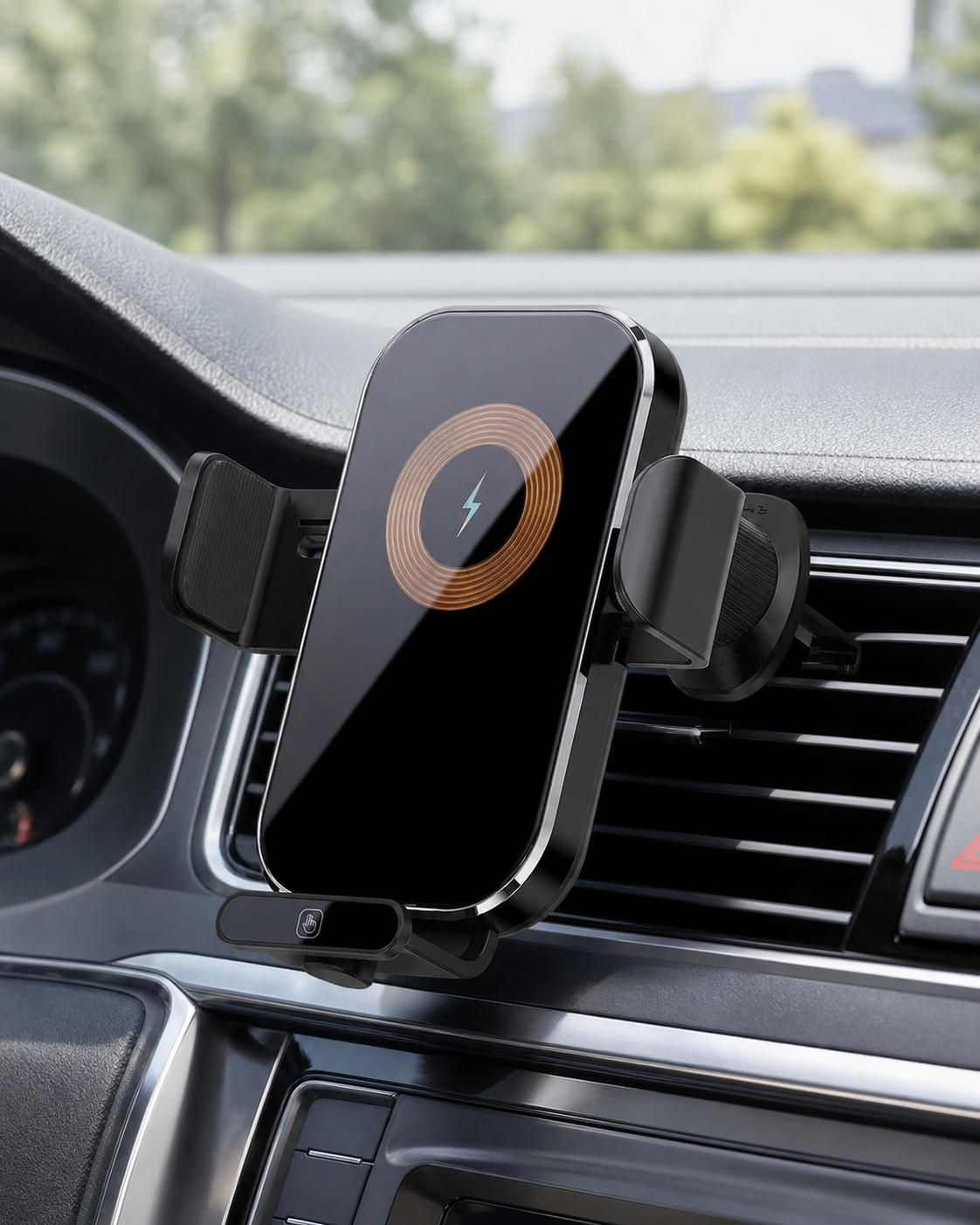 Car Wireless Charger Phone Mount in use