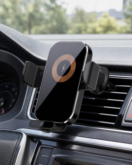 Car Wireless Charger Phone Mount in use