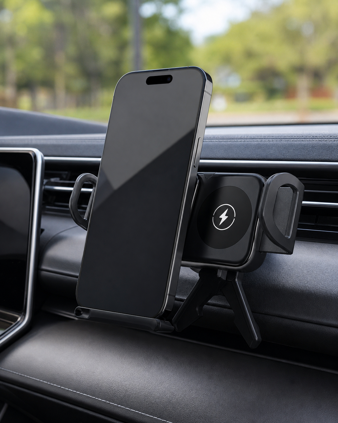 Car Wireless Fast Charger For Phone And Tablet in use