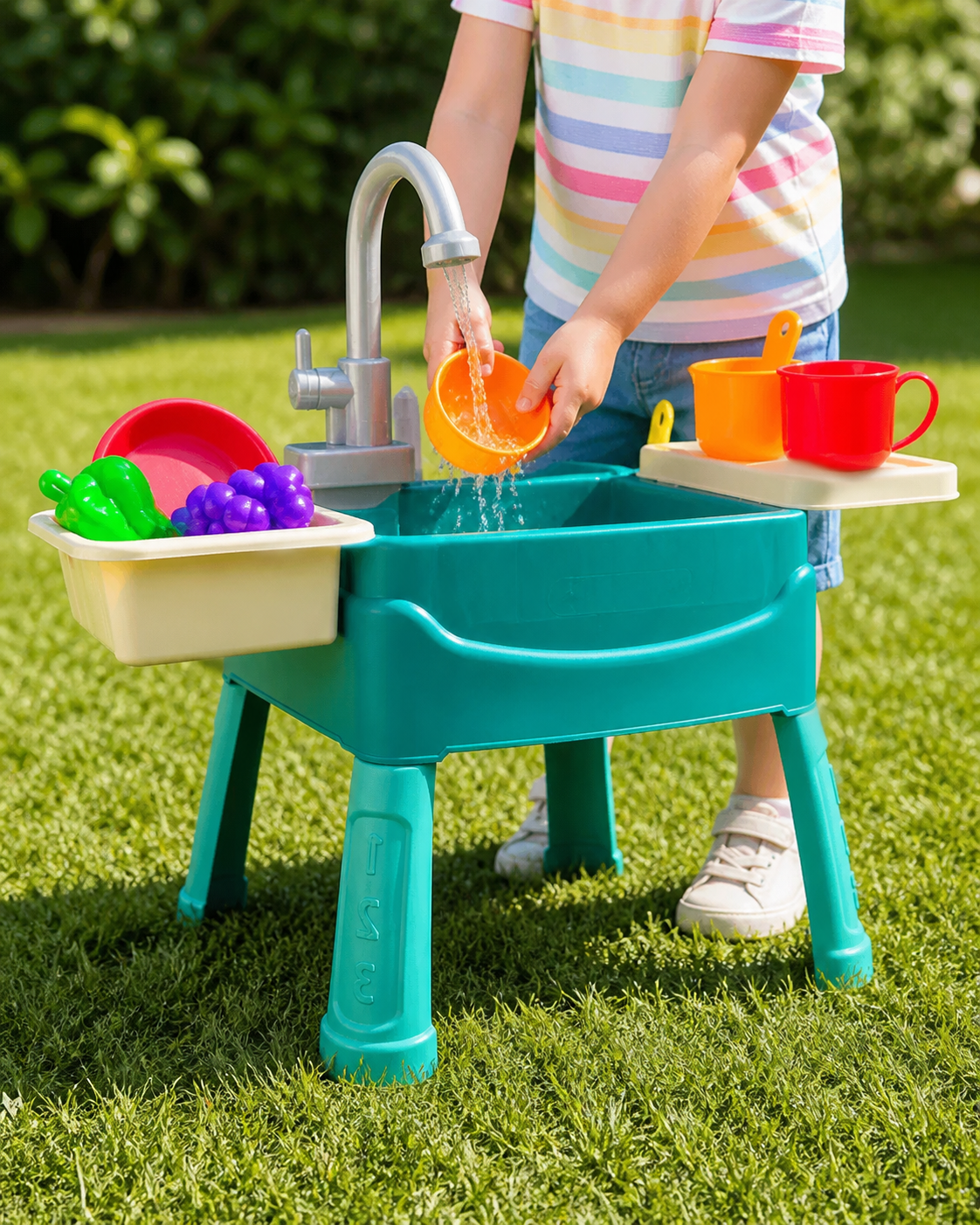 Children's Indoor/Outdoor Standing Sink in use