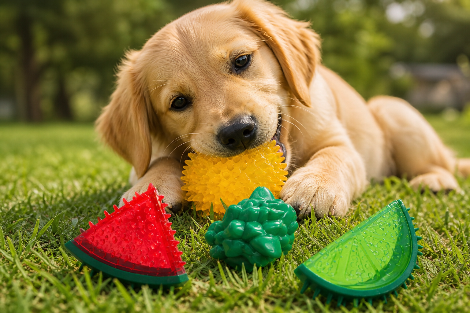 Cooling Freezable Summer Pet Dog Teething Chew Toy in use