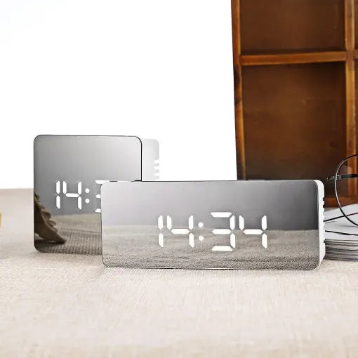 Digital Alarm Clock Smart Mirror Desktop Bedside Nightlight product image