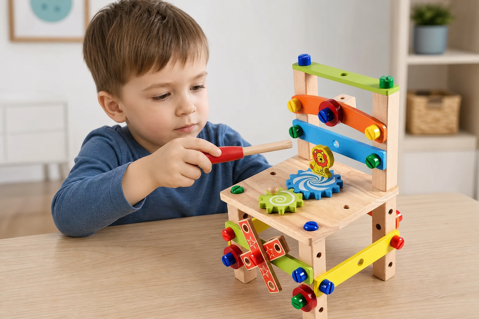 Educational Montessori Wooden Toys For Preschool Children in use