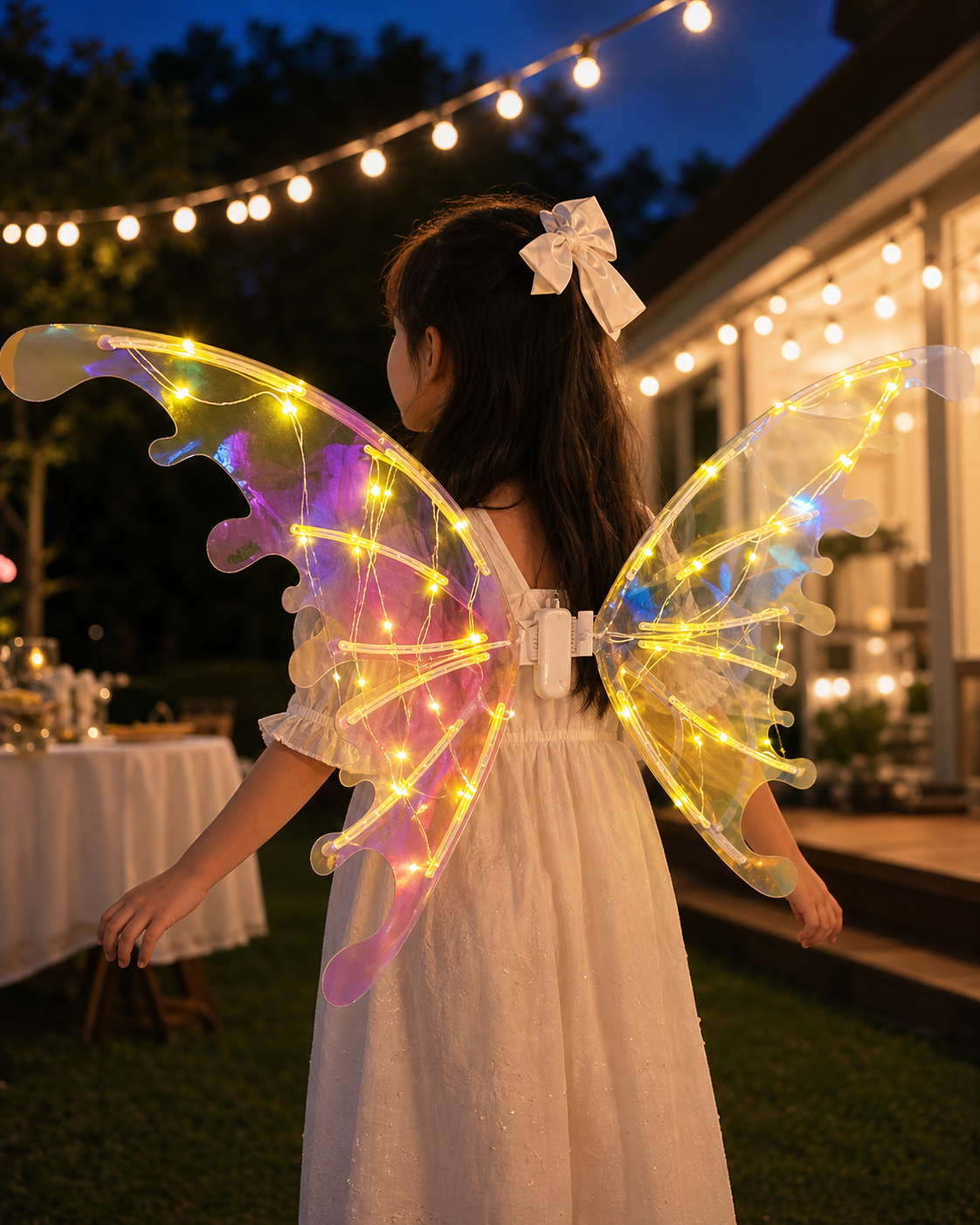 Electric Colorful Kids / Adults LED Fairy Wings Costume in use