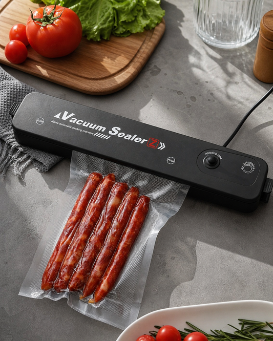 Electric Home Kitchen Food Saver Vacuum Bag Sealer Packing Machine in use
