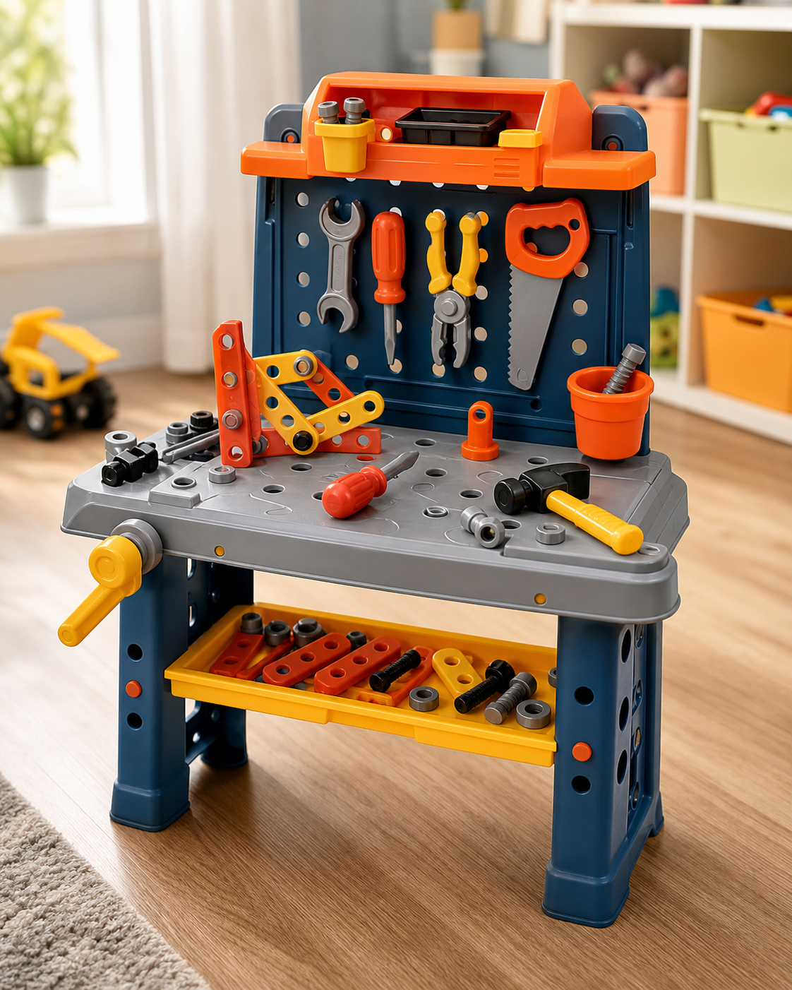 Exclusive Kids Pretend Play Realistic Work Tool Bench Toy in use