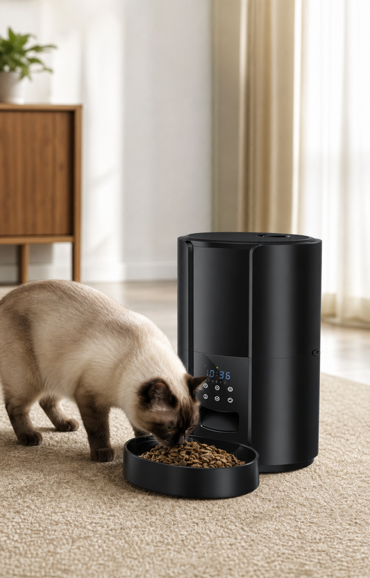 Exclusive Large Automatic Dog Cat Time Pet Food Feeder Dispenser in use