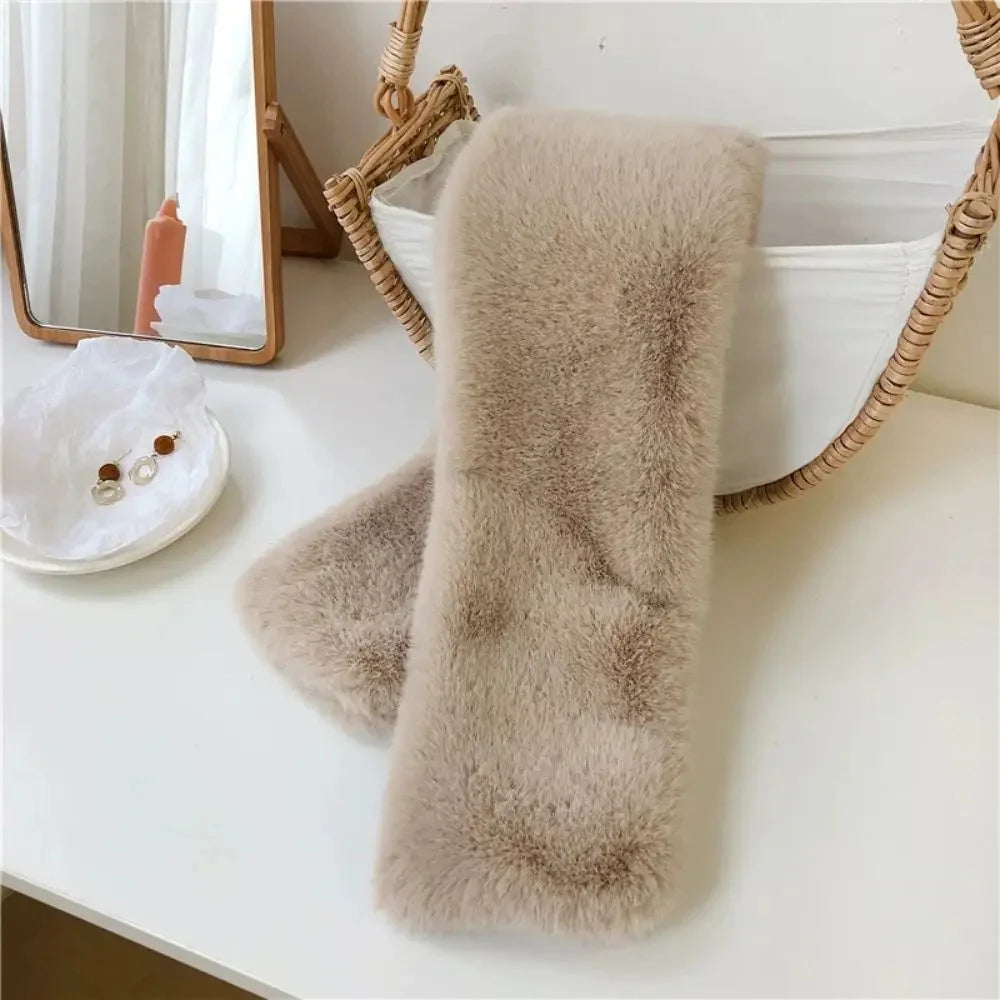 Faux Fur Cross Collar Neck Warmer Winter Scarf product image