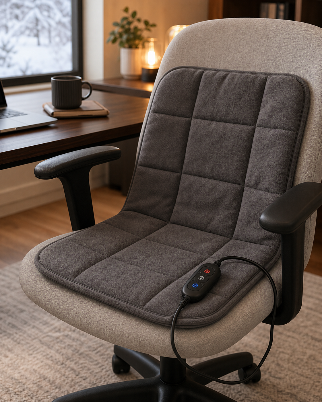 Foldable Heated Seat Cushion - 3 Level Temperature Controller Seat Cushion Heater Pad in use