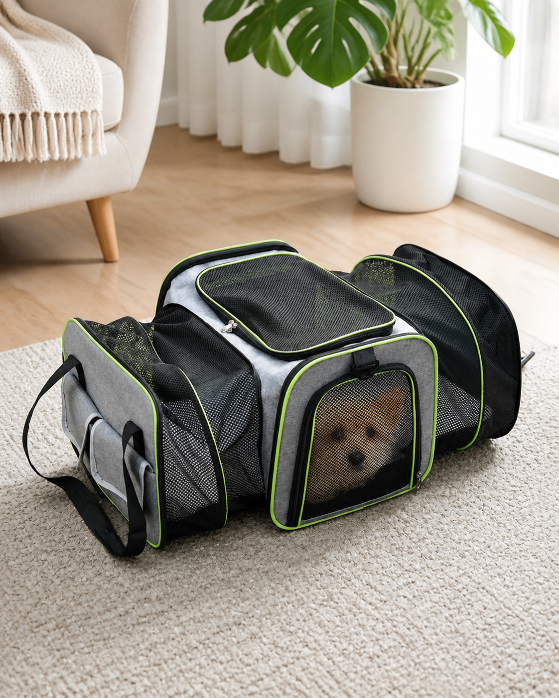 Foldable Pet Carrier Bag in use