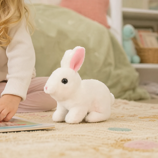 Interactive Plush Bunny Toy in use