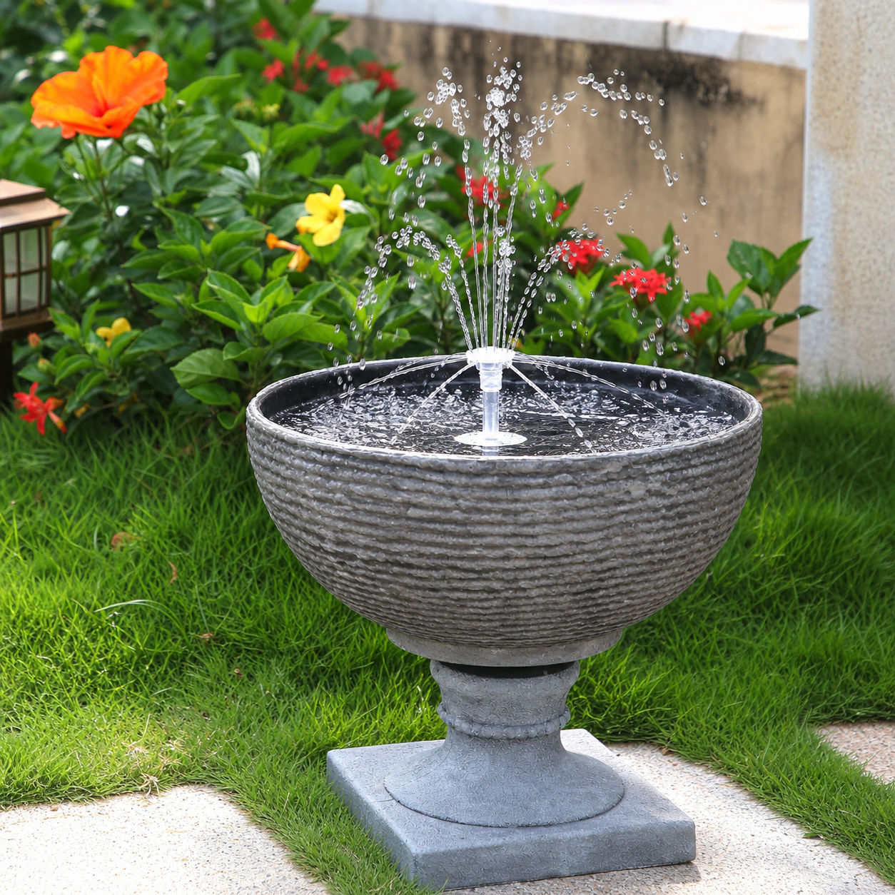 LED Solar Energy Fountain in use