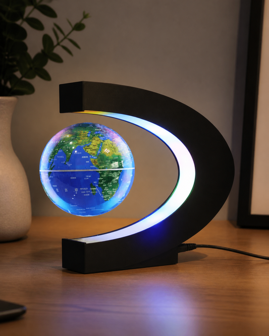 Magnetic Floating Globe With LED Light in use