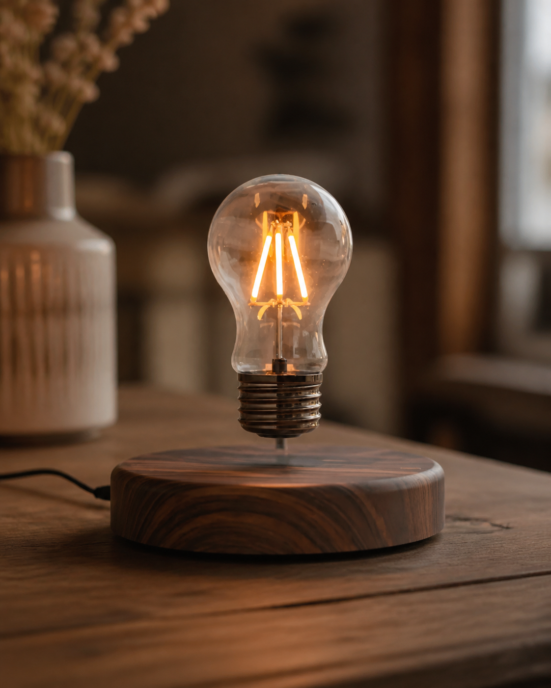 Magnetic Levitating Floating Led Light Bulb in use