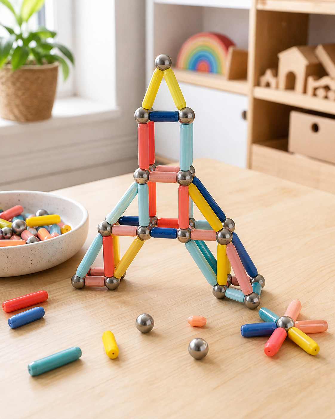Magnetic Sticks Building Blocks | Montessori Educational Toys in use