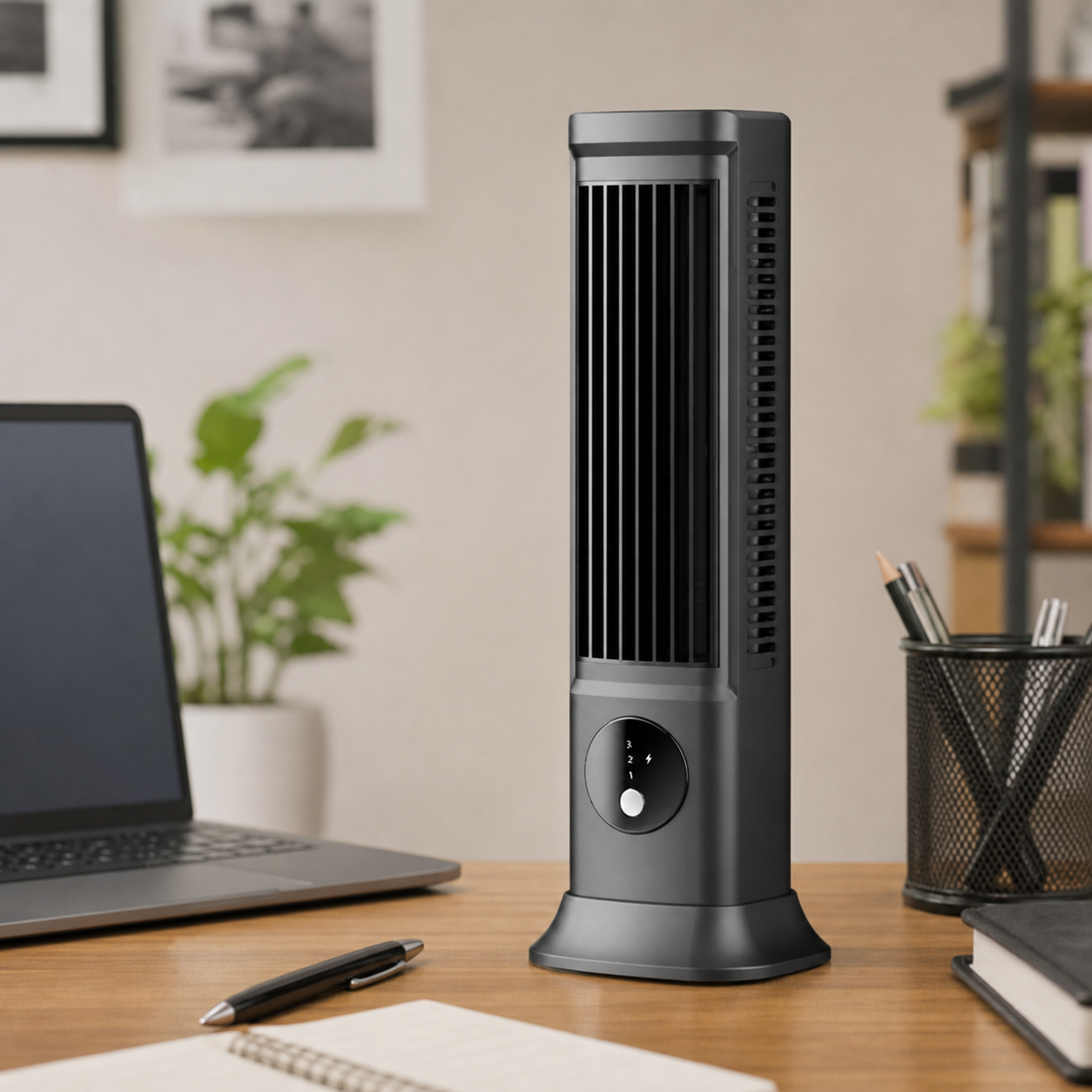 Mini Rechargeable Air Conditioning Desk Fan in use