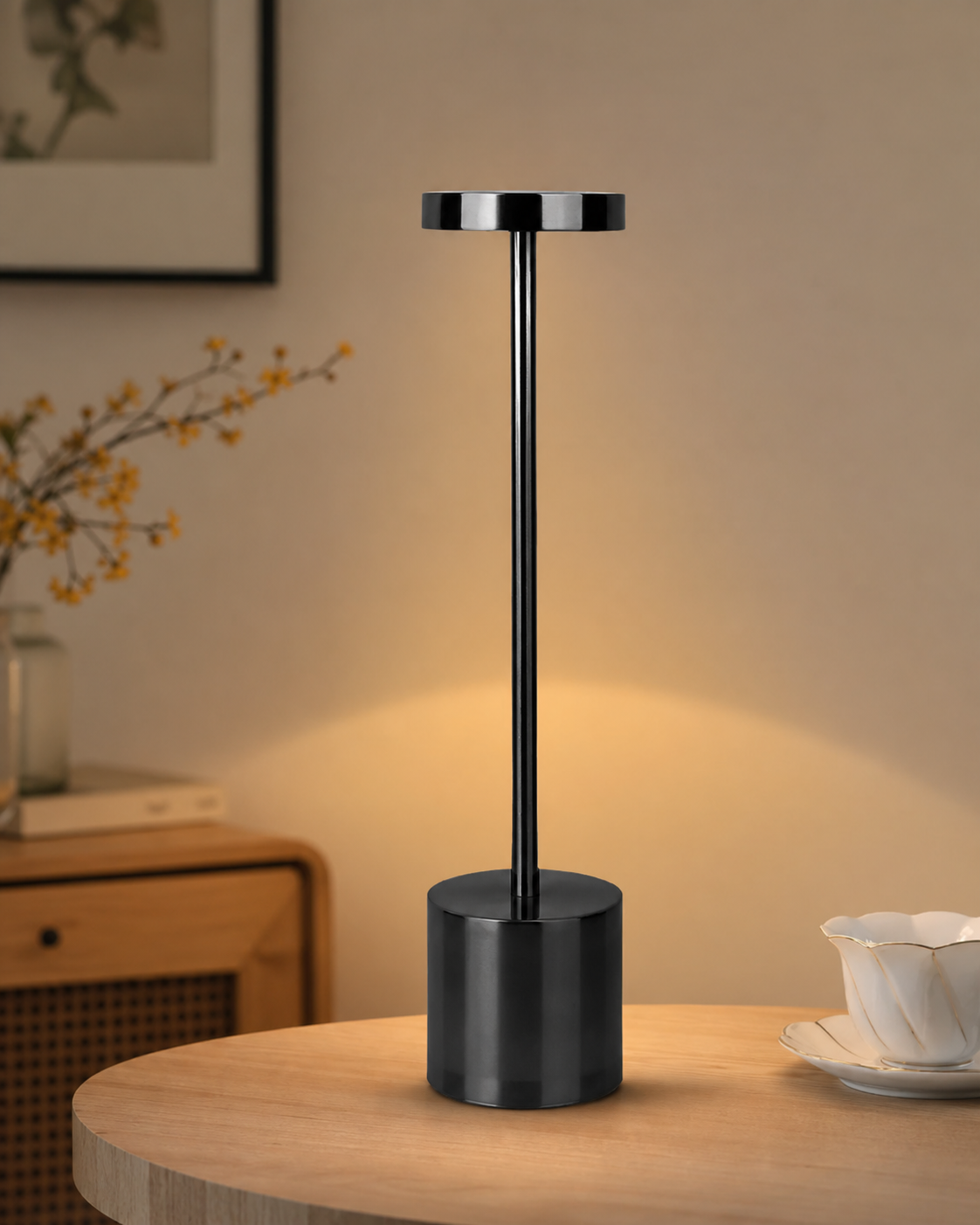 Modern Rechargeable Cordless LED Living Room Table Lamp in use