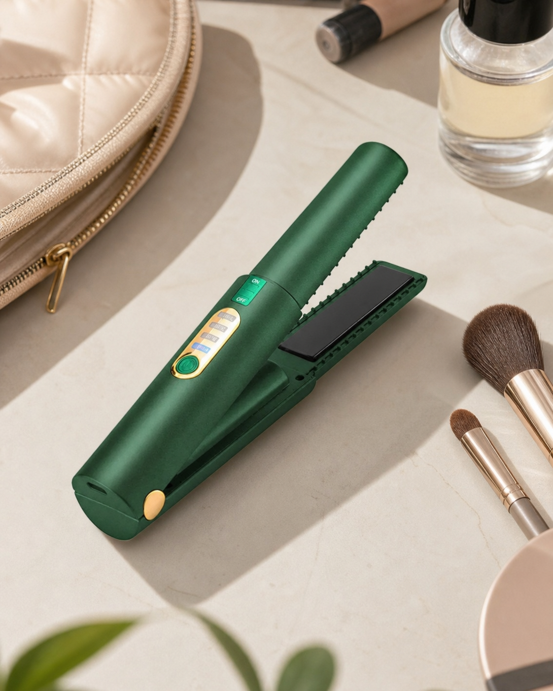 New USB Charging Mini Wireless Travel Hair Iron in use