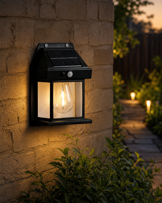 Outdoor Solar LED Lights with Motion Sensor in use