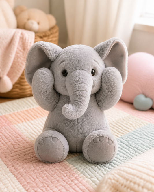 Peek-a-boo Elephant Plush Toy in use
