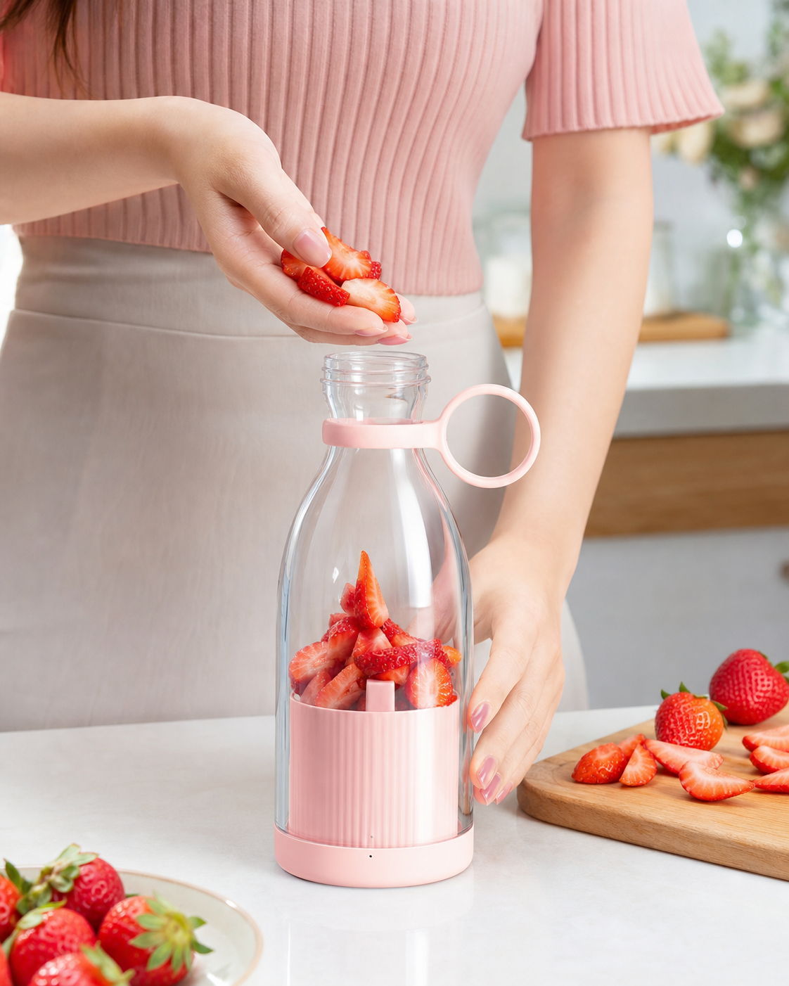 Portable Electric Fruit Mixers Juicer Blender in use