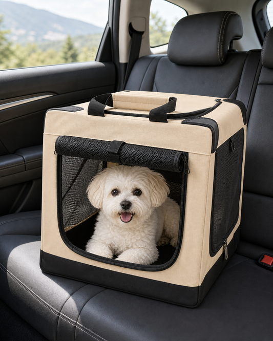 Portable Folding Small Dog Crate in use