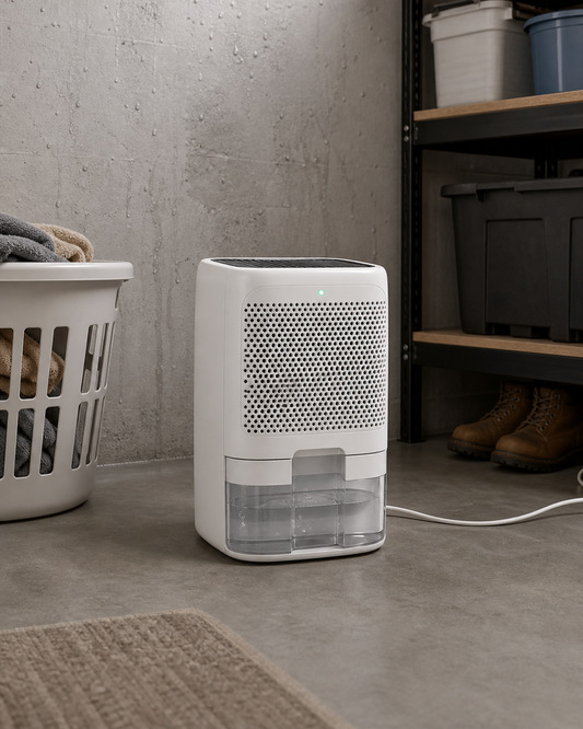 Powerful Portable Mini Basement Garage Crawl Space Home Dehumidifier in use
