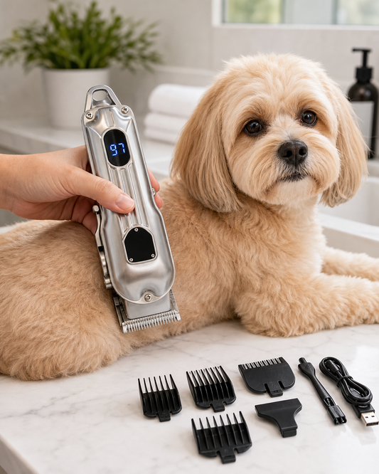 Professional Dog Hair Clipper All Metal Rechargeable in use