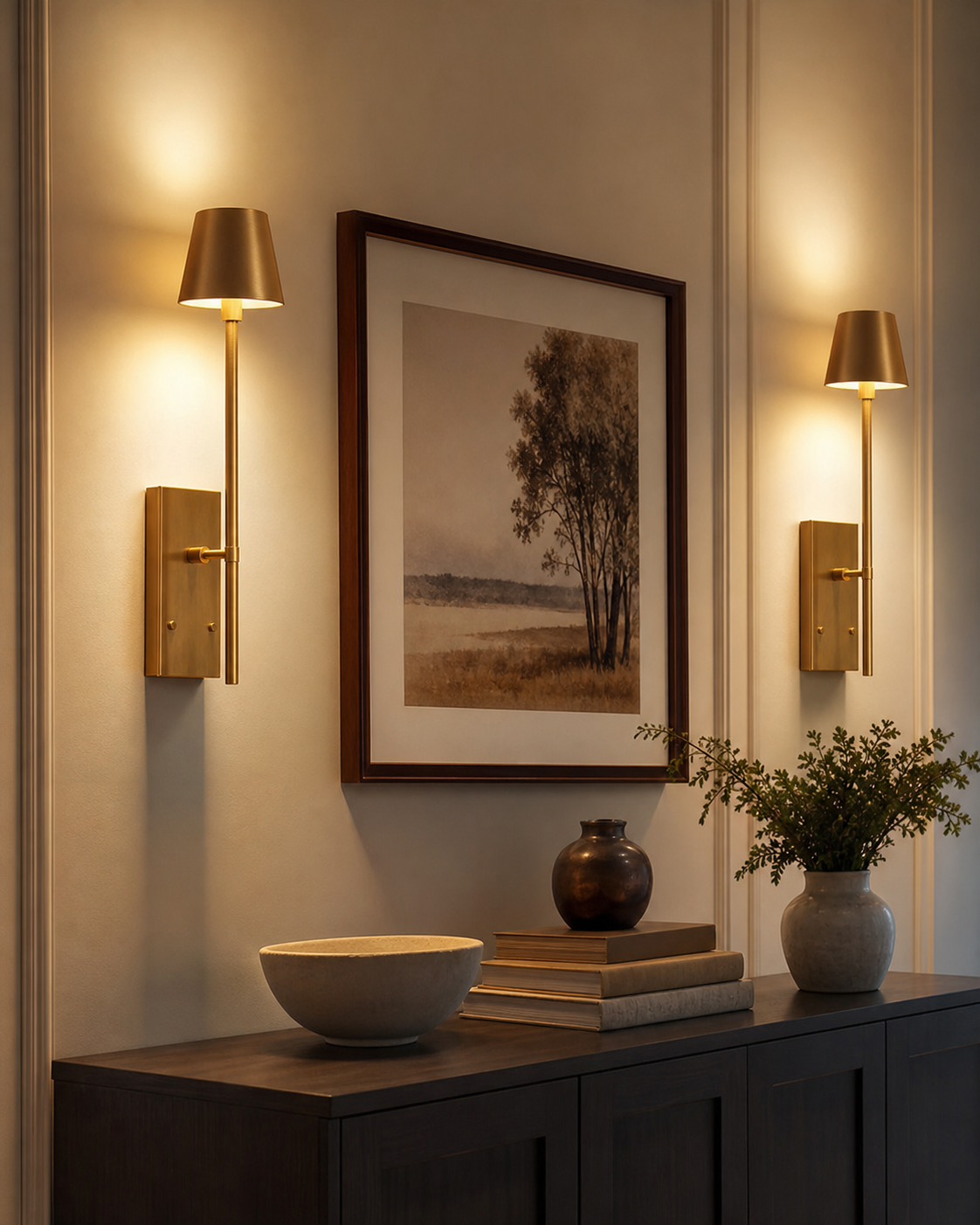 Rechargeable Wireless Wall Light Set (2 Pack) - Battery-Powered Indoor & Outdoor Lighting for Home, Patio, and Garden in use
