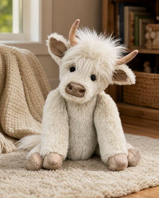 Scottish Handmade Highland Cattle Plush Toy in use