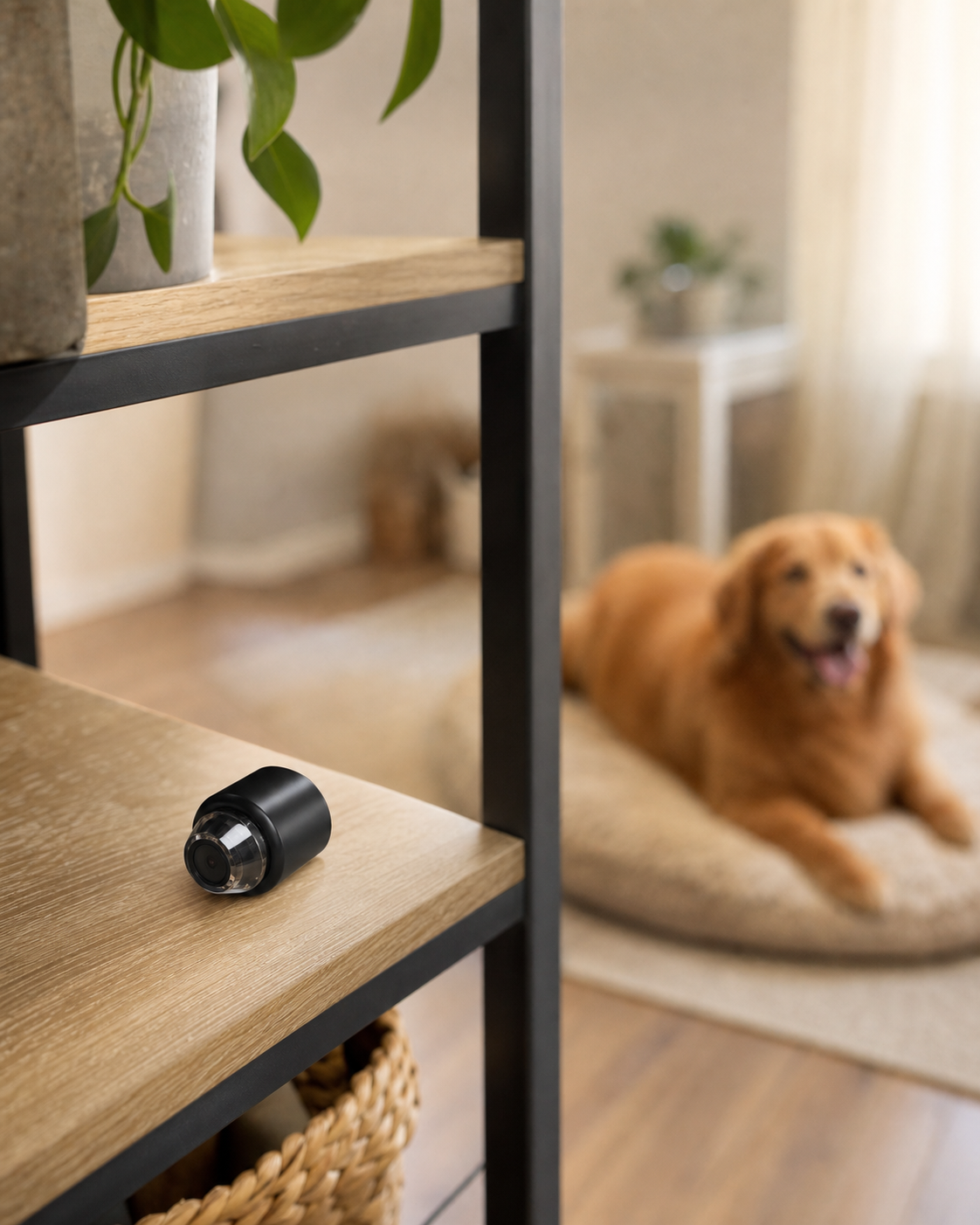 Small WiFi Security Camera Night Vision Wireless HD Kids Pet Safety Monitoring in use