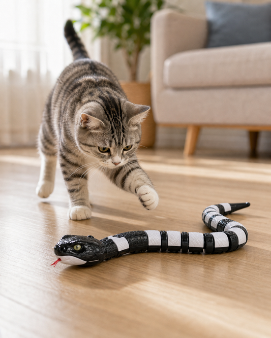 Smart Sensor Interactive Snake Toy For Cats in use
