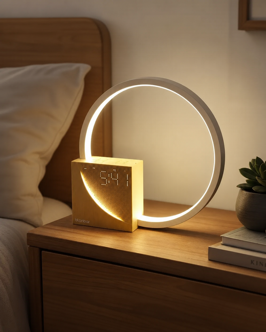 Touch Bedside Table Lamp with Natural Sounds and Alarm Clock in use