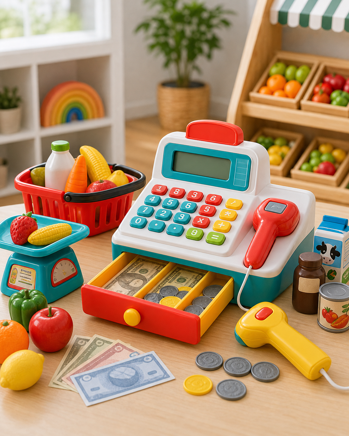 Toy Cash Register in use