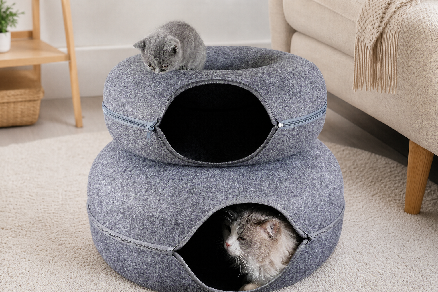 Tunnel Interactive Cat Bed in use