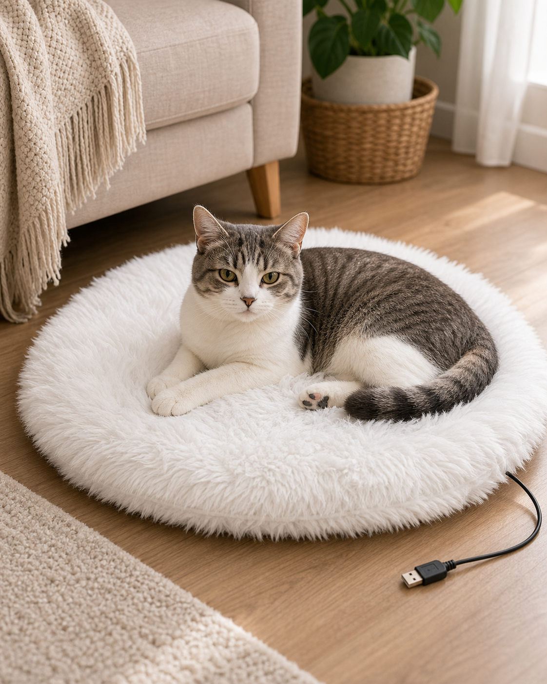 USB Heated Pet Cushion in use