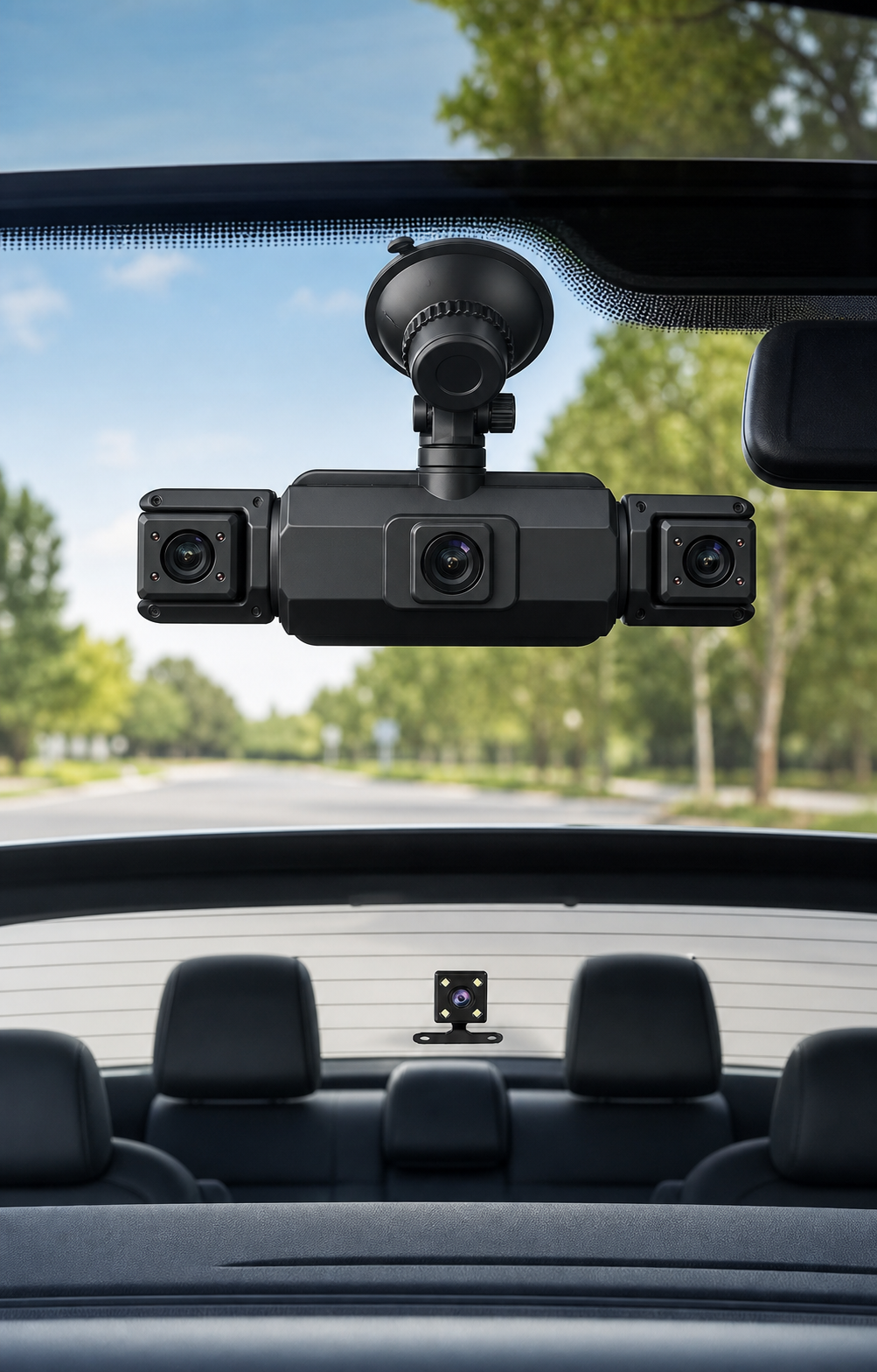 Wireless Car Dash Cam Front And Rear With Night Vision in use
